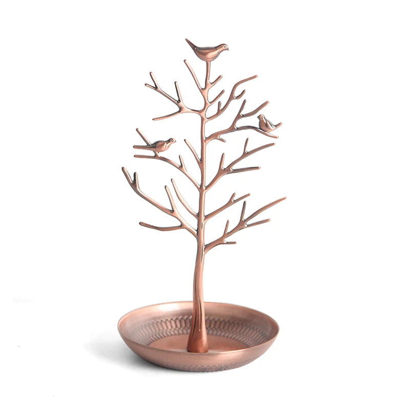 Porte-bijoux arbre argent cuivre