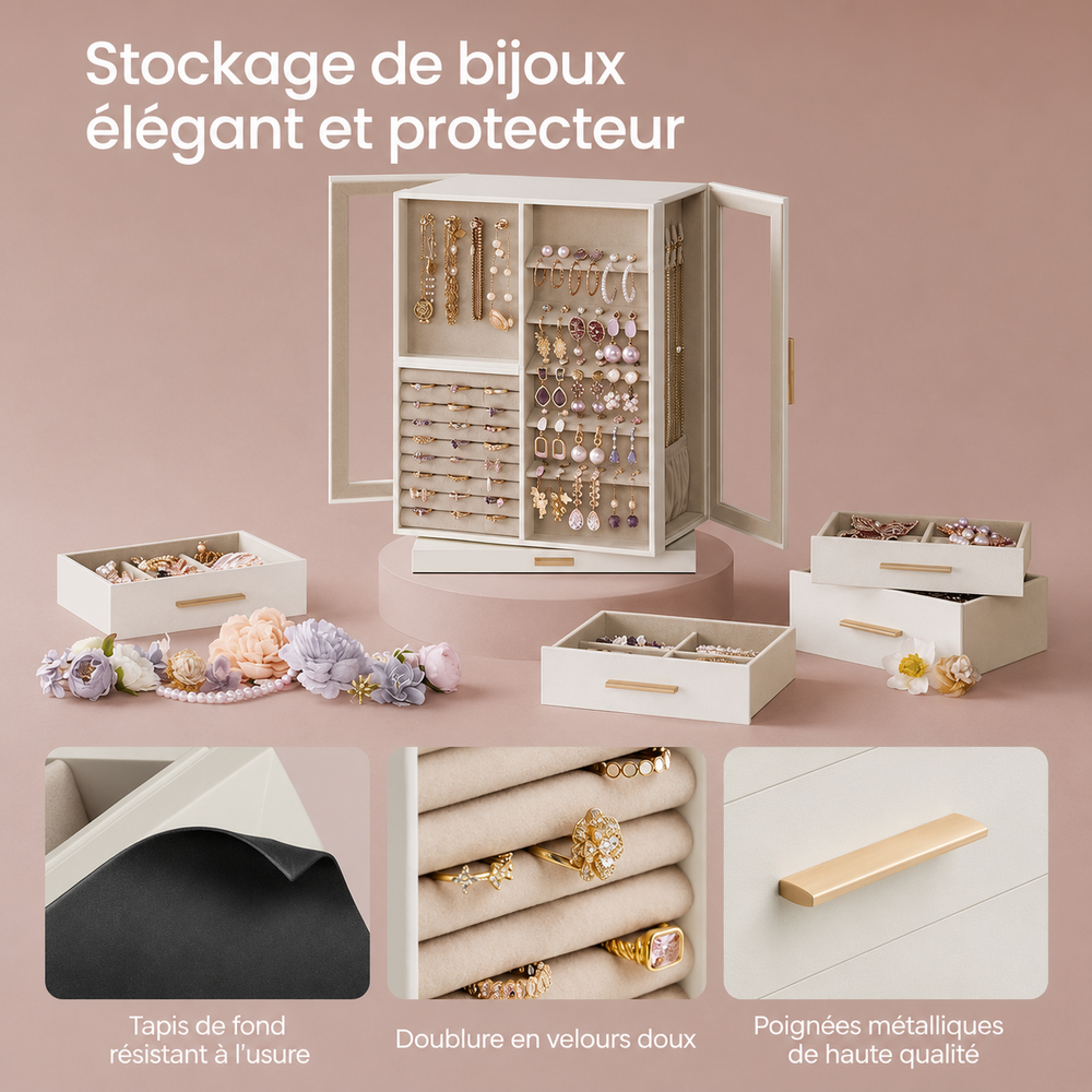 Boîte à Bijoux Rotative 360° 7 Tiroirs – visuel 5