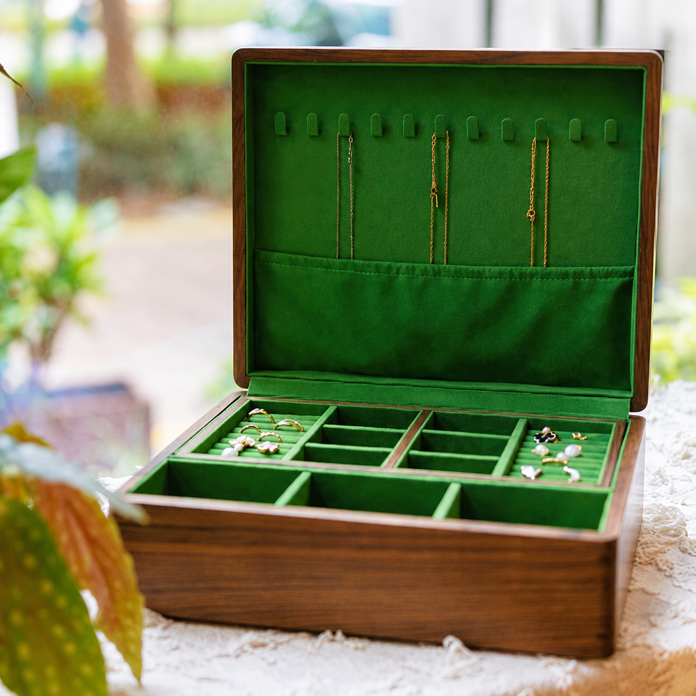 Boîte à Bijoux Bois Velours Vert – visuel 3