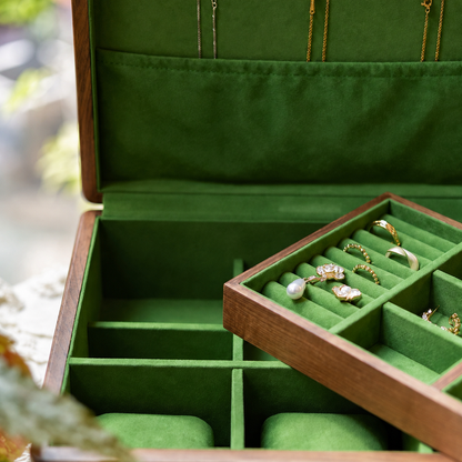 Boîte à Bijoux Bois Velours Vert – visuel 4