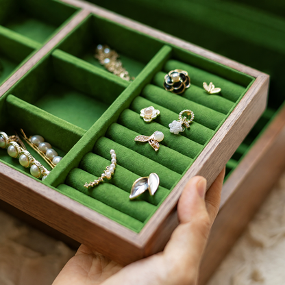 Boîte à Bijoux Bois Velours Vert – visuel 5