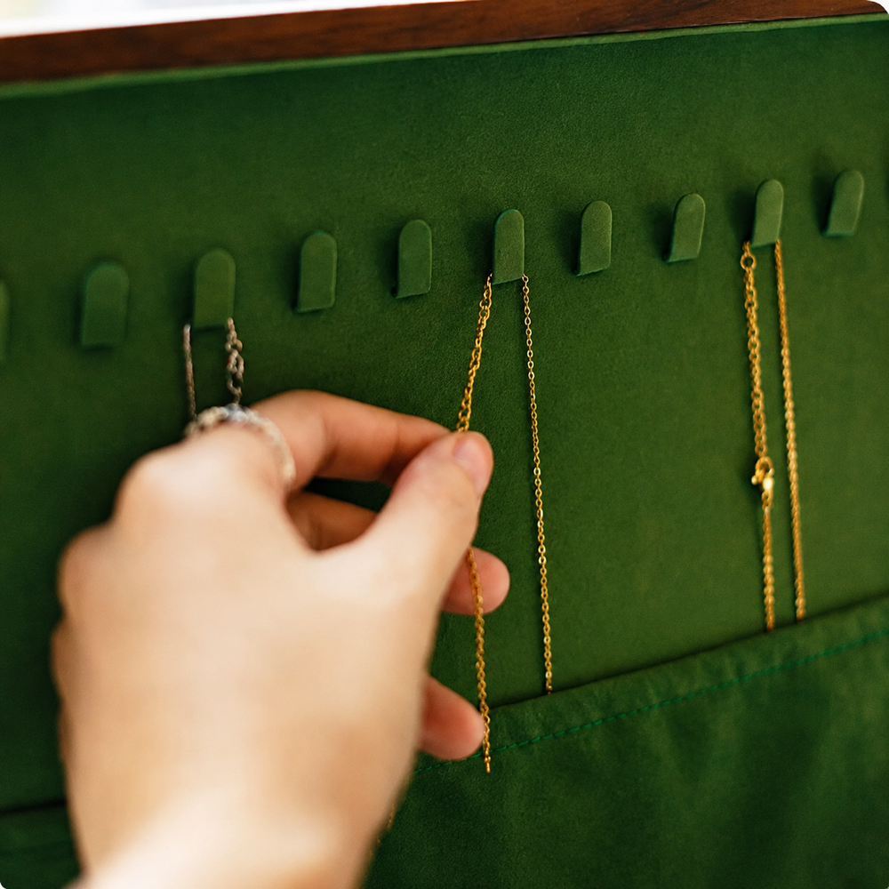 Boîte à Bijoux Bois Velours Vert – visuel 6