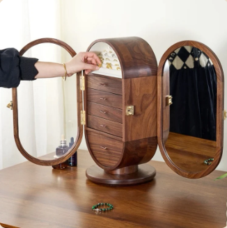 Boîte à Bijoux Rotative Noyer – visuel 6