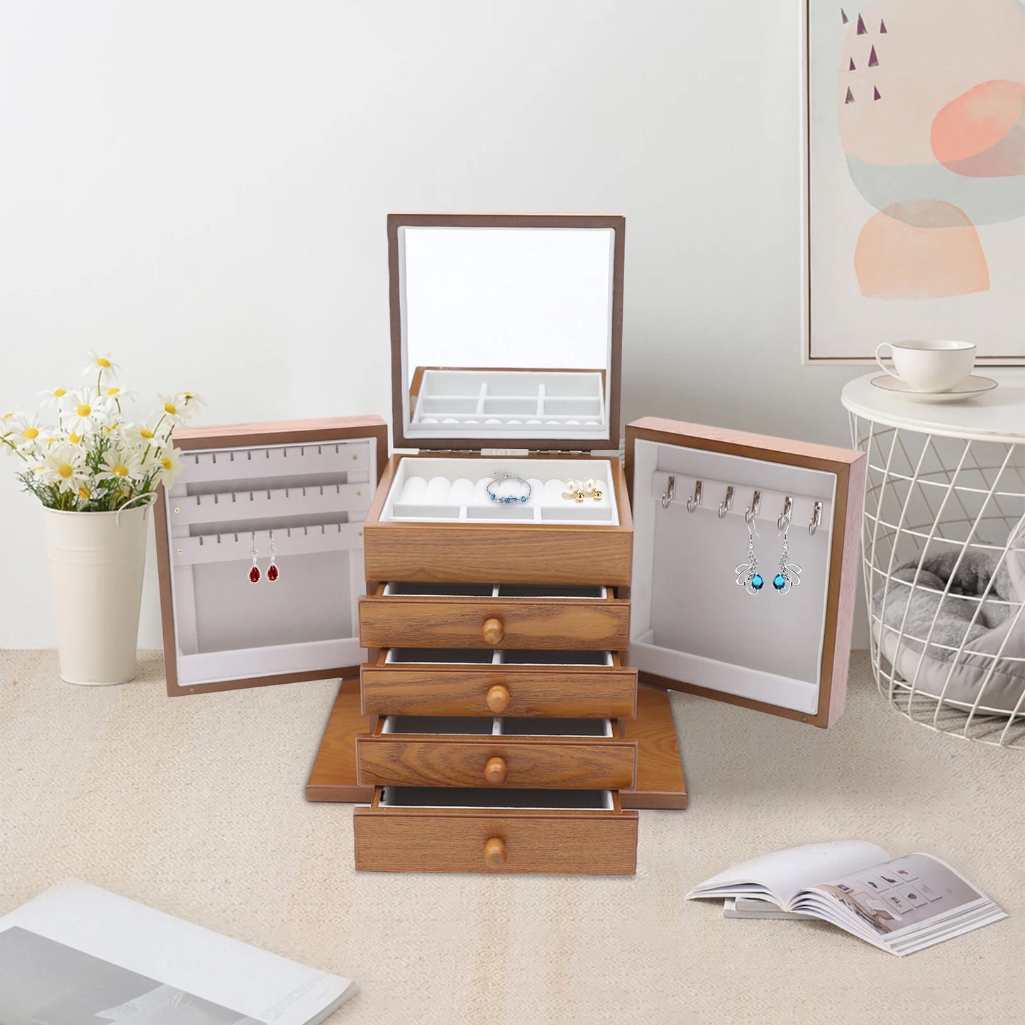 Boîte à Bijoux avec Miroir ouvert