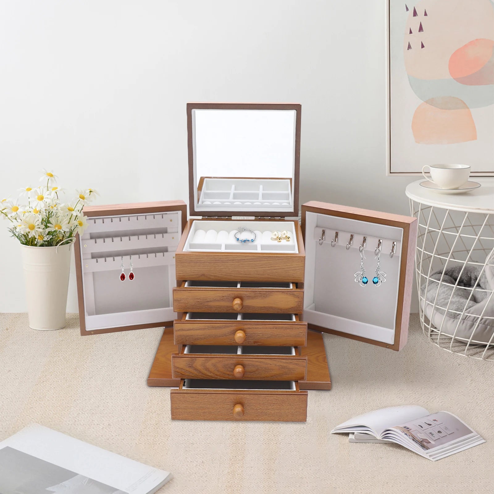 Boîte à Bijoux avec Miroir ouvert