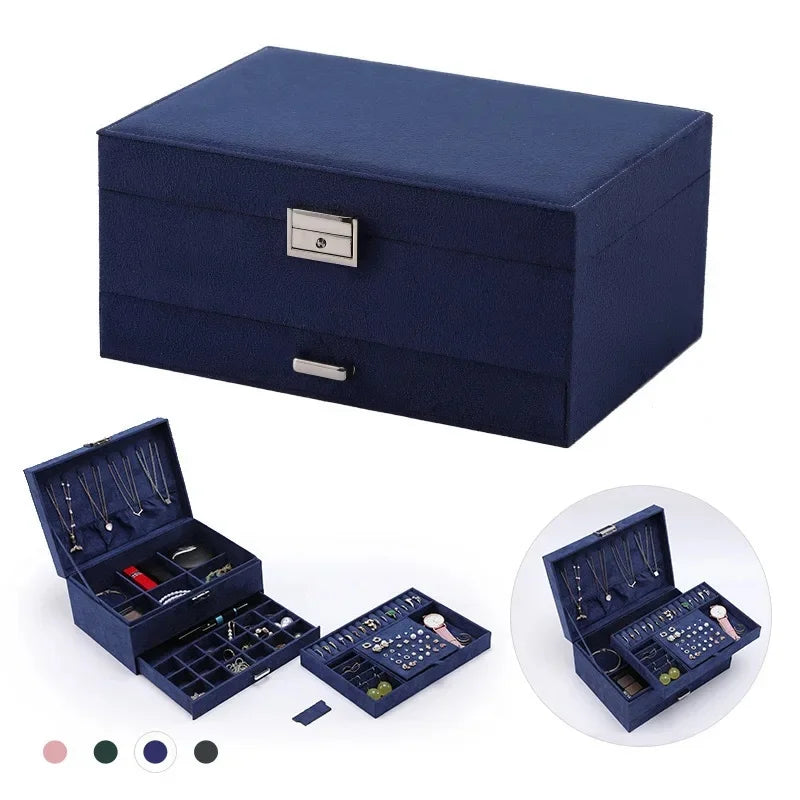 Boîte à Bijoux avec Tiroirs bleu