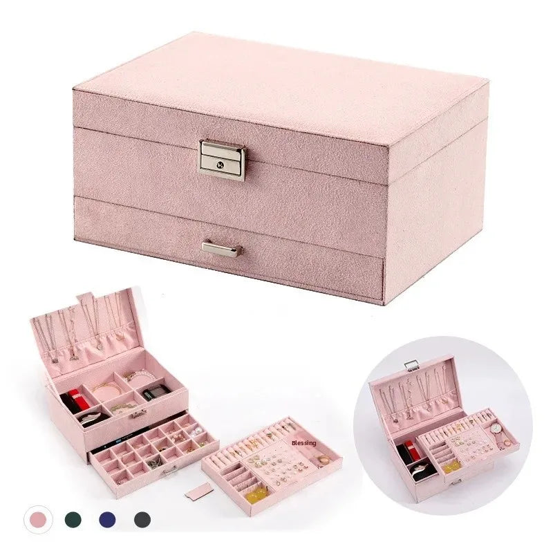 Boîte à Bijoux avec Tiroirs rose 