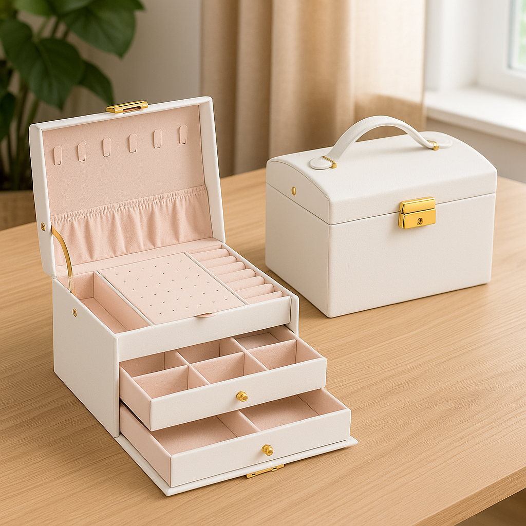 Boite à bijoux de voyage blanc