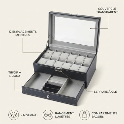 Boîte à Montres 12 Places à Tiroir – visuel 2