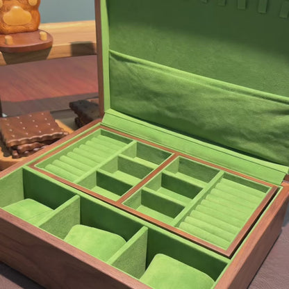 Boîte à Bijoux Bois Velours Vert